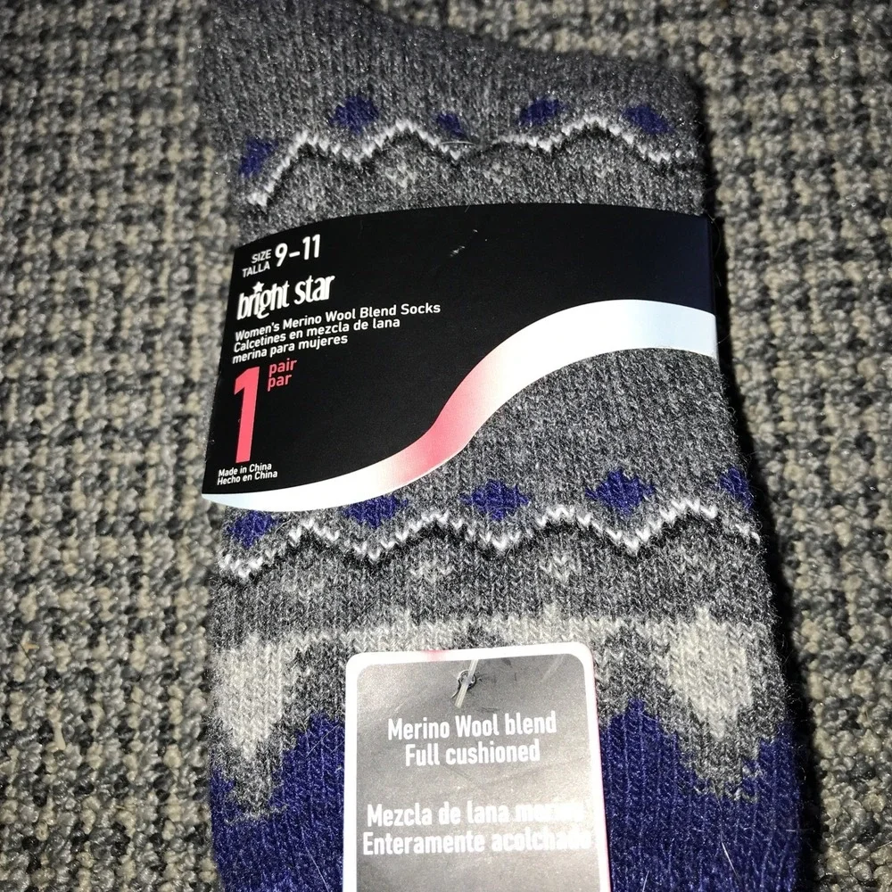 Bright Star Womens Merino Wool Socks Size 9-11 NWT